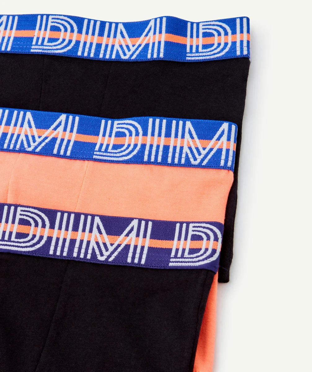 DIMlot de 3 boxers garçon noir bleu et orange