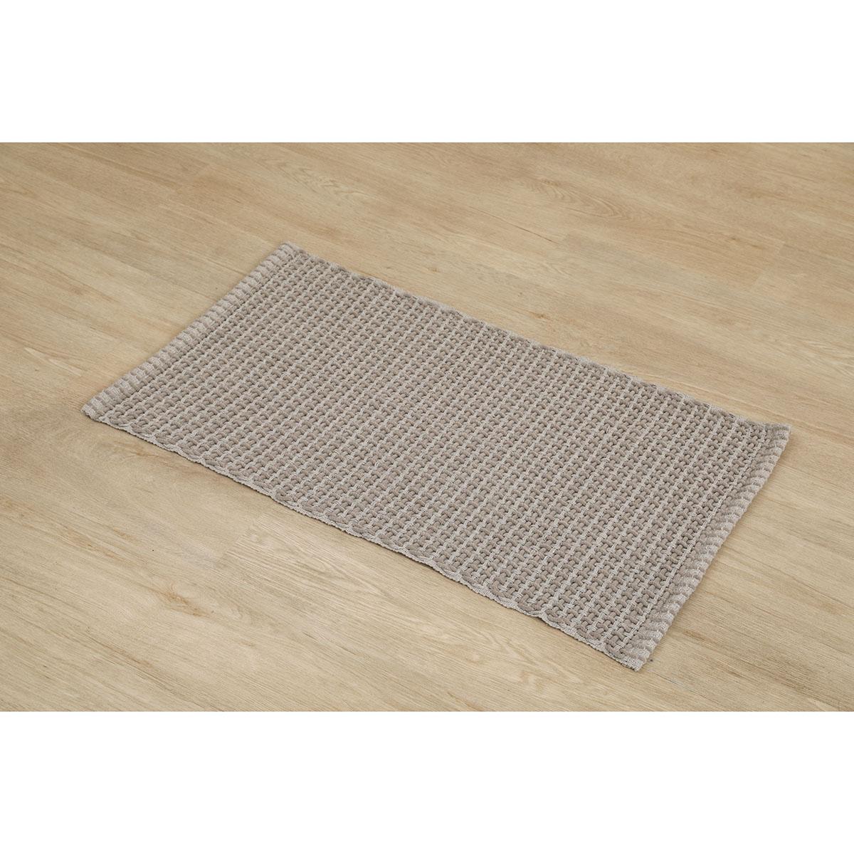 TAPIS MIMETISME POLYESTER COTON TRESSE 50X90CM TAUPE