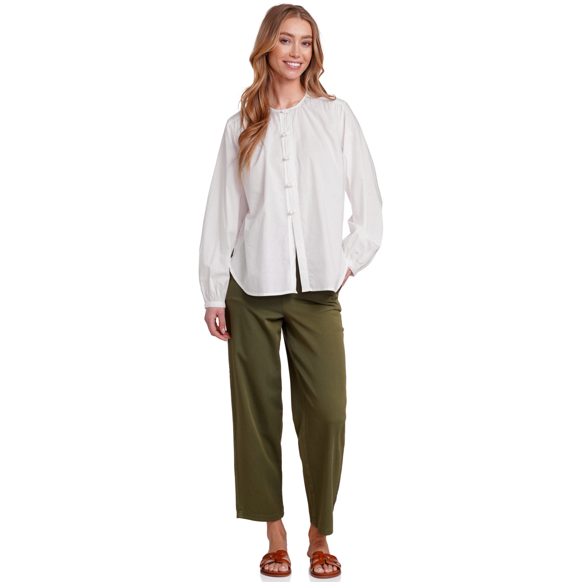 Jonas Nielsen Damen Bluse mit Ballonärmeln weiss