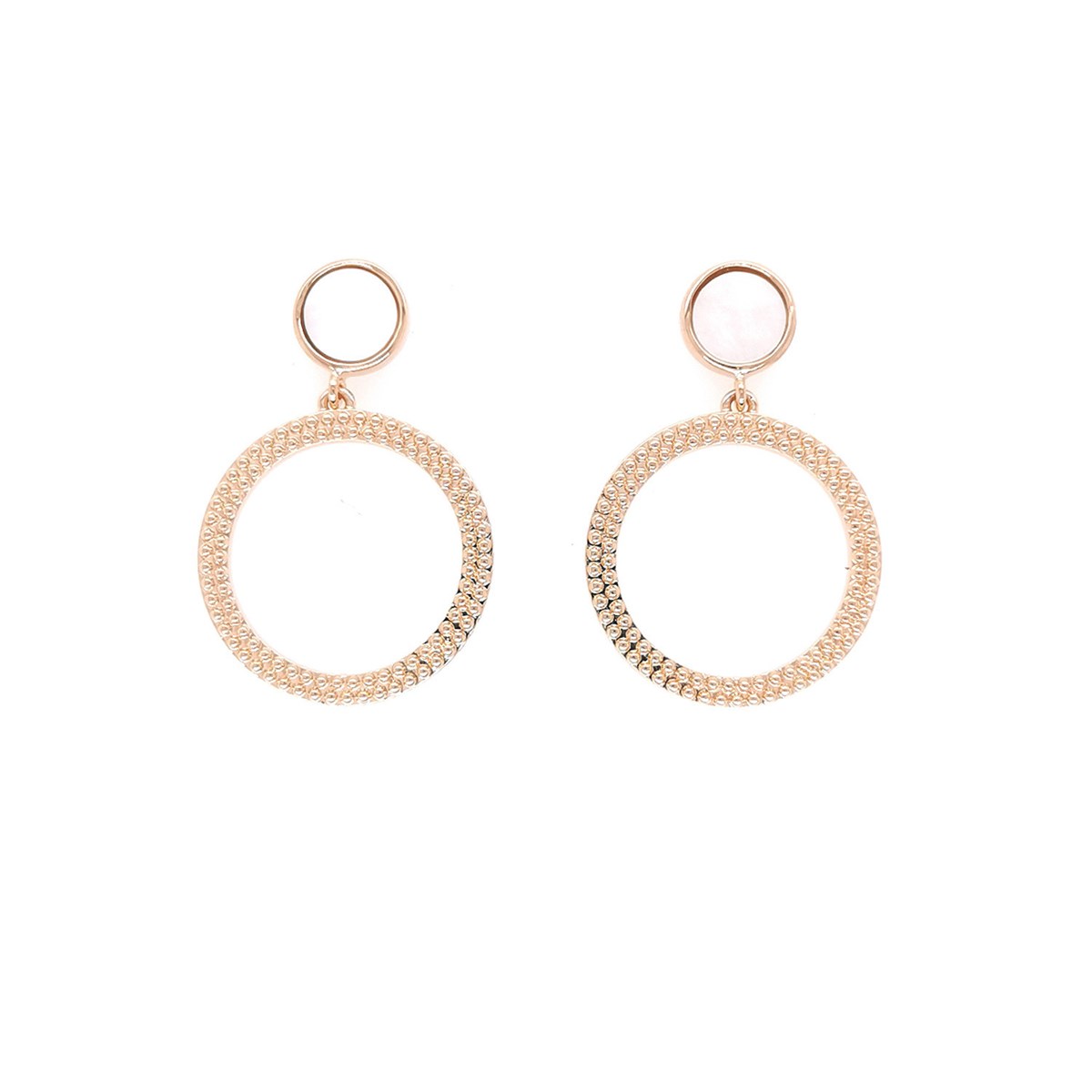 Boucles d'oreilles Saunier cercle pastille nacre