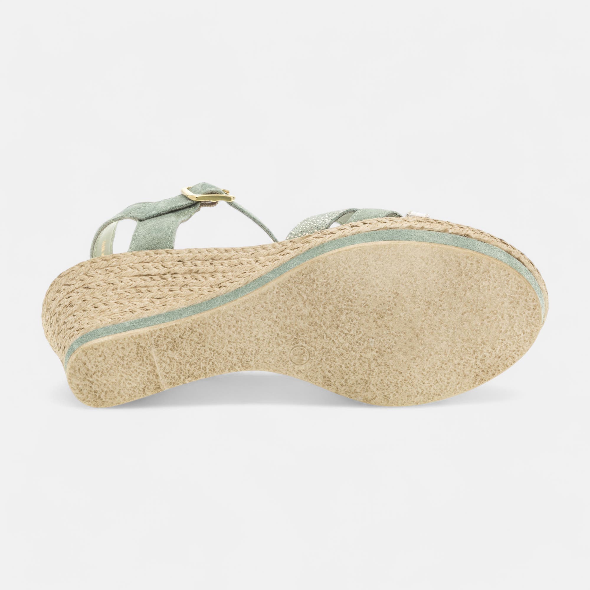 Sandales à talon compensé Femme en cuir vert