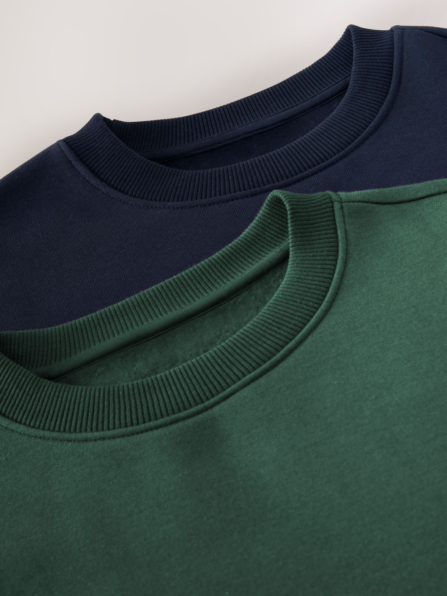 Marineblauw/groen - Cotton Rich Jersey Crew Sweatshirts 2 Pack