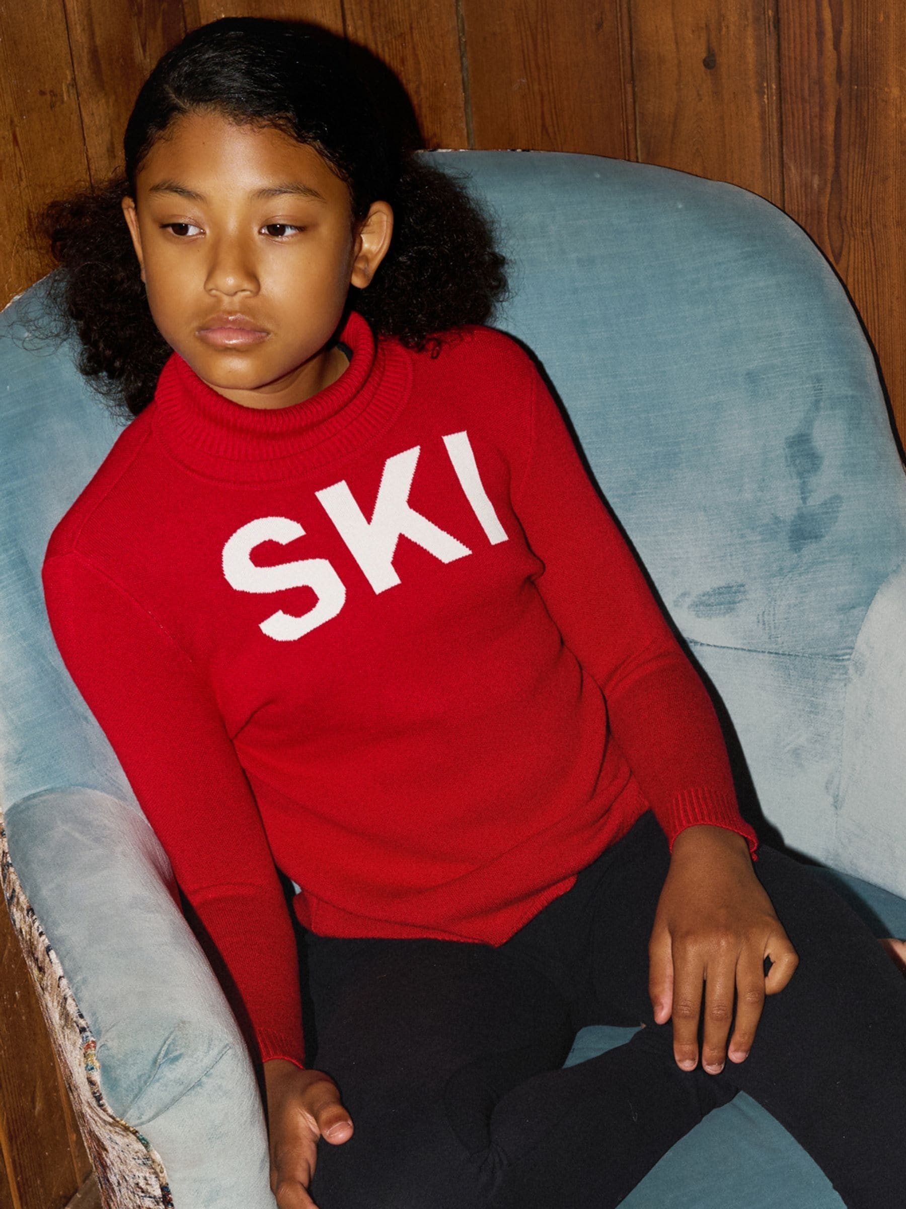Rood - The Little Tailor Kids Ski Text Christmas Jumper