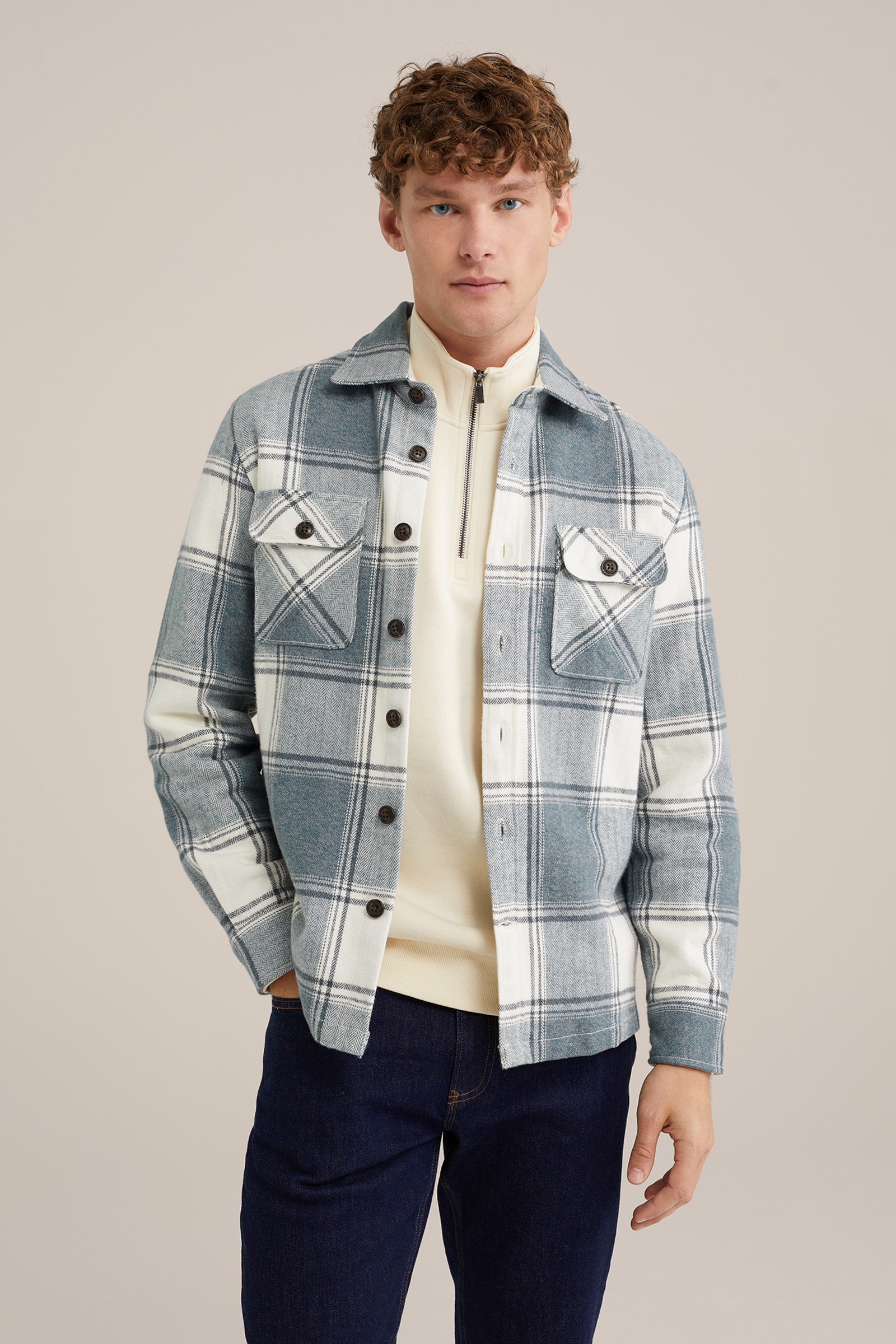 overshirt met ruit WE Fashion Groenblauw