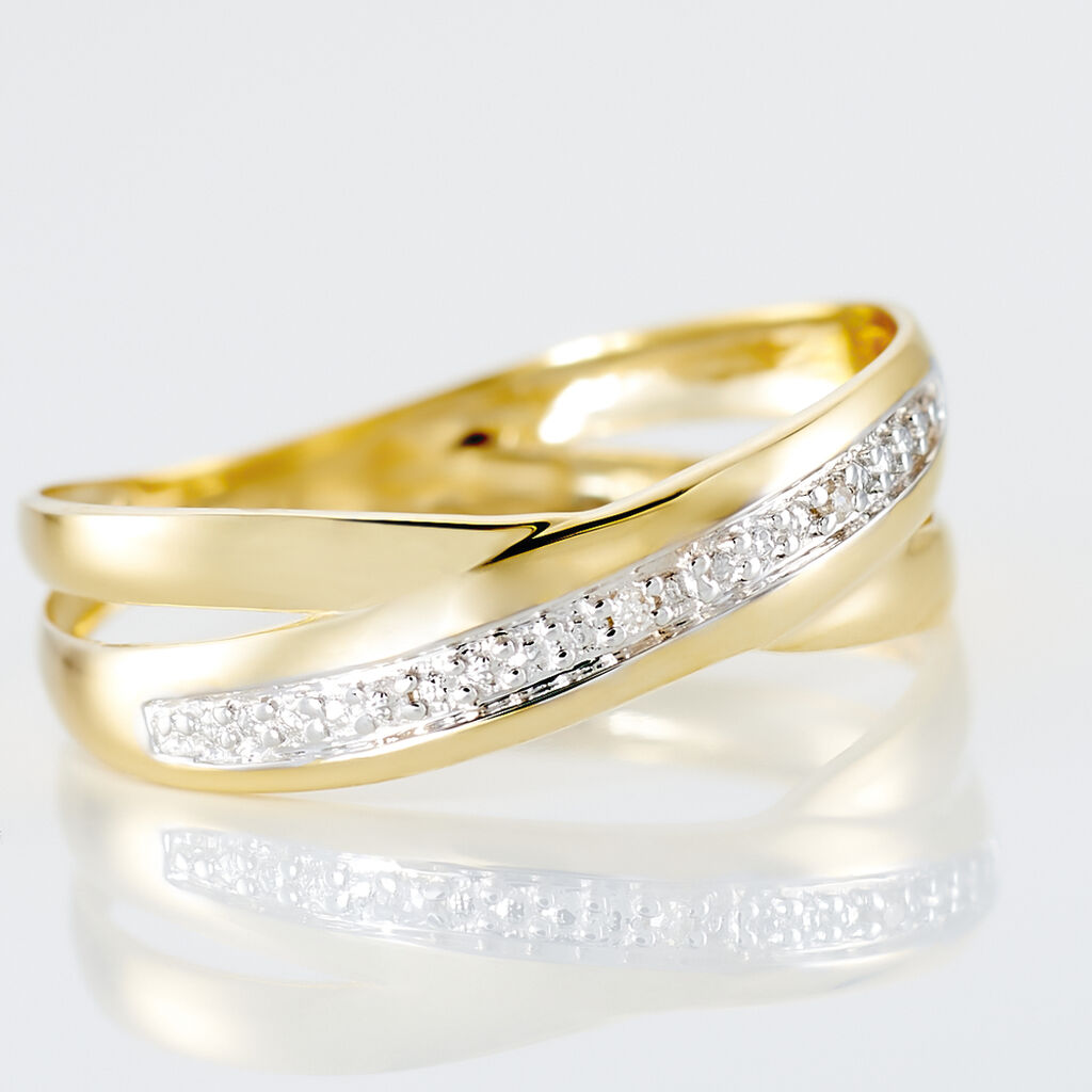Bague Croisee Or Jaune Diamant