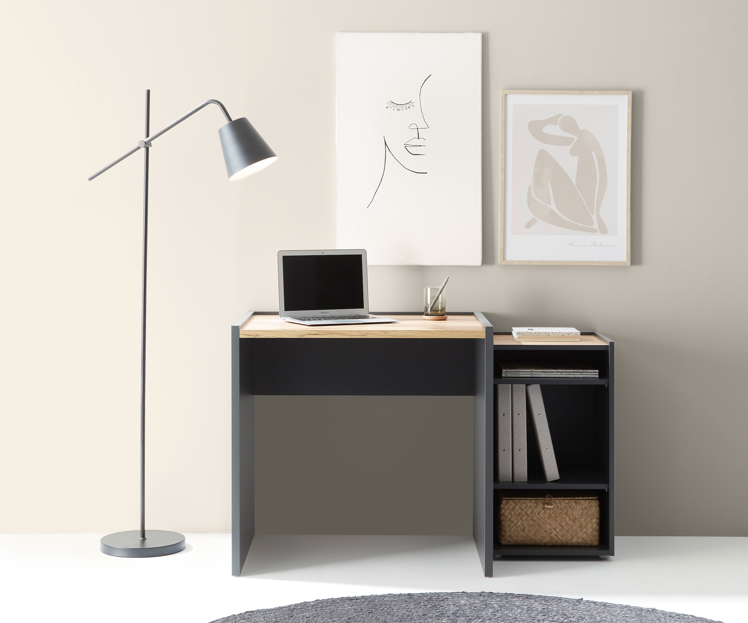 INOSIGN Büromöbel-Set »CITY/GiRON, modernes Design, Homeoff., Büro in zwei Farben/Wotan Eiche« Set, 2 Stk. tlg. enthält Schreibtischunterschrank, Schreibtisch, wohnliches Home Office