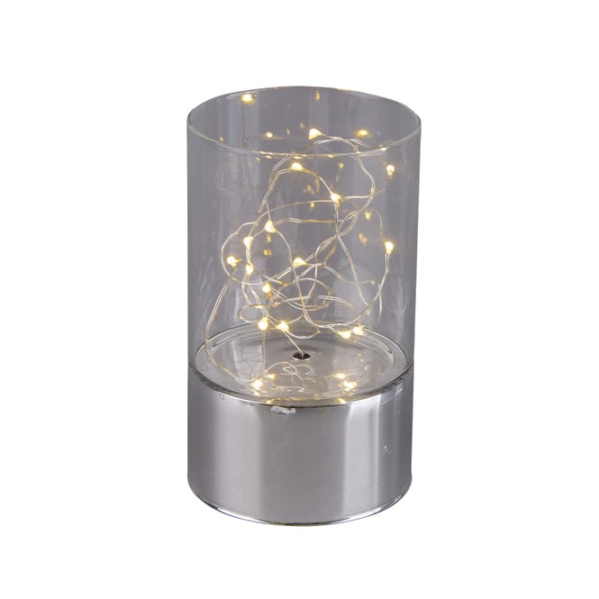 LED-Zylinder - aus Glas - ca. 9 x 15 cm