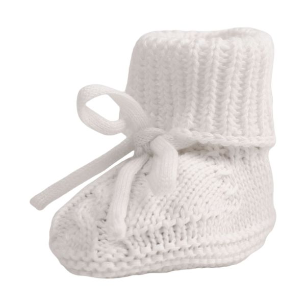 Lodger Gebreide Slofjes Met Kabel - Maat 0-6 Mnd - Cloud Dancer