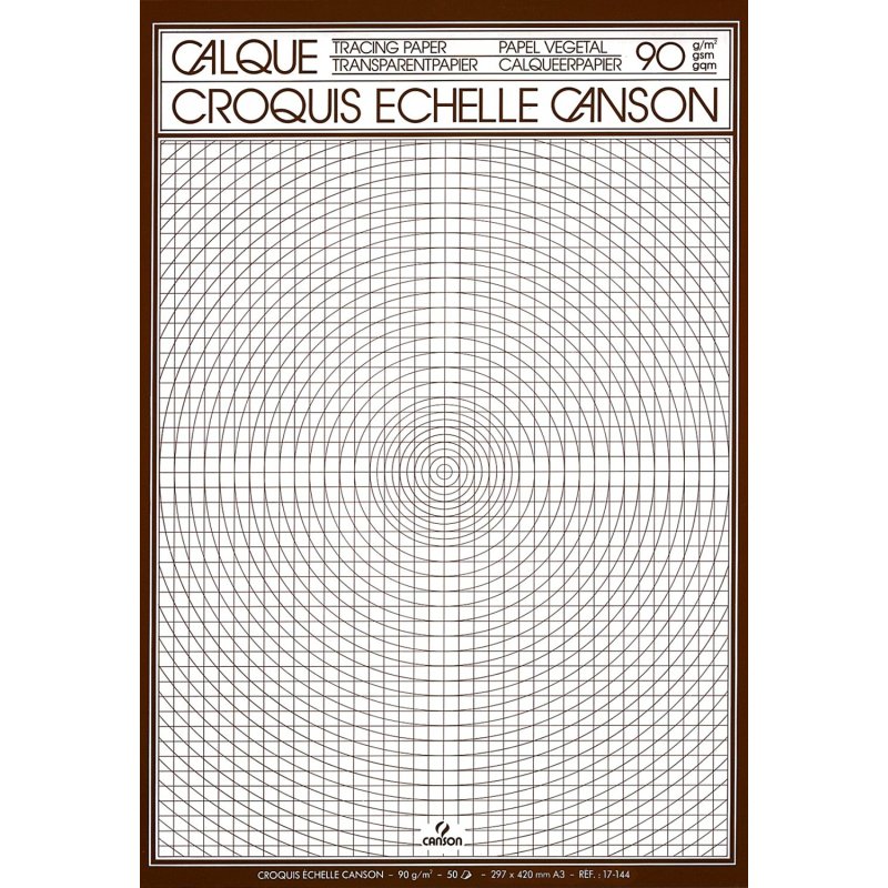 Bloc 50 feuilles Calque, Croquis, Échelle Canson A3 - 90/95 g/m²