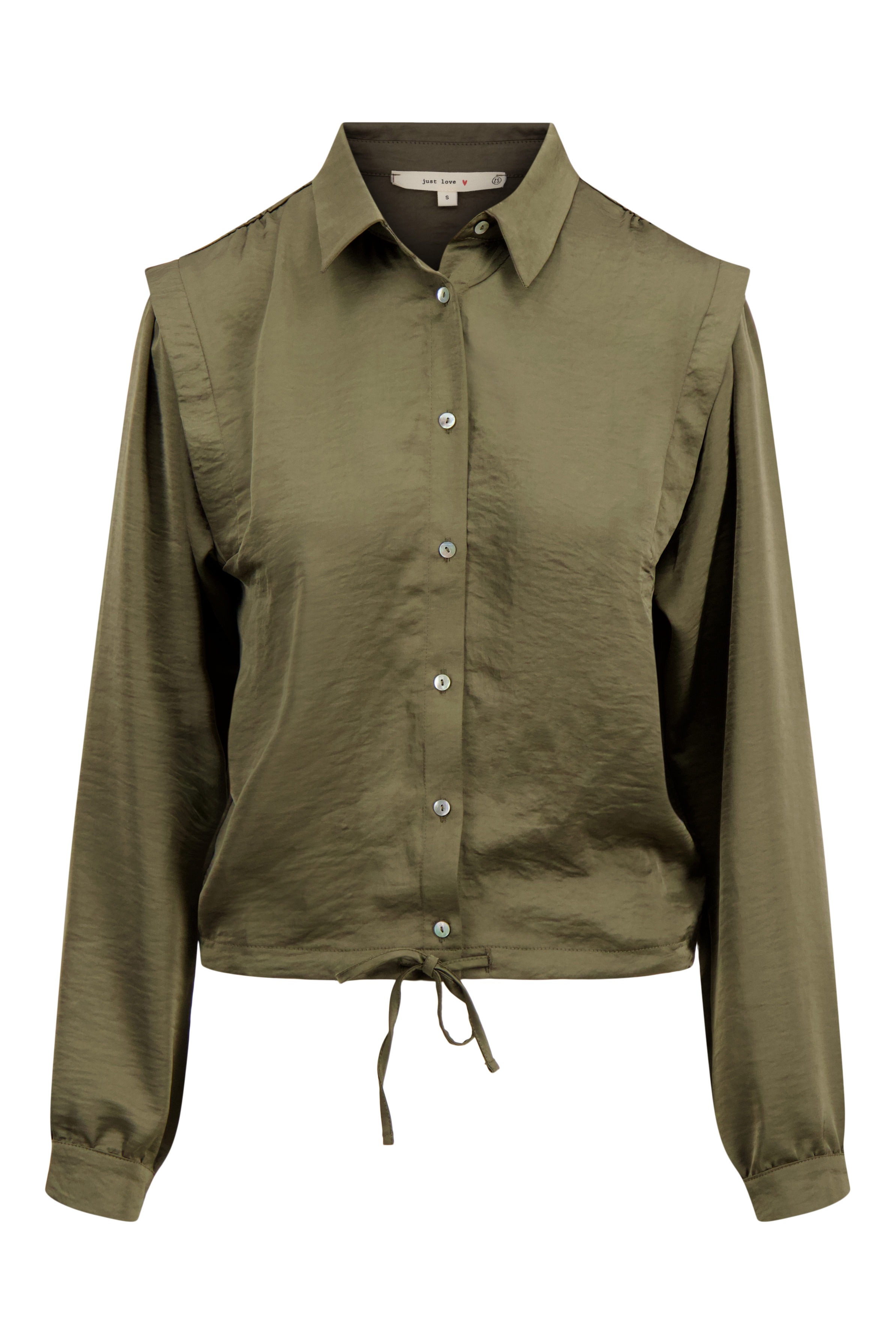 satijnen blouse met schouderdetail