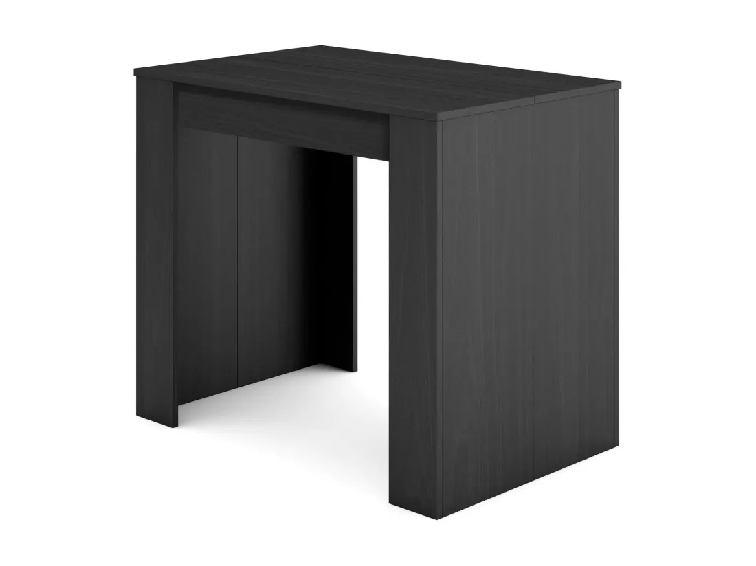 Table console extensible, 160, Pour 8 personnes, Table à Manger, Noir et chêne