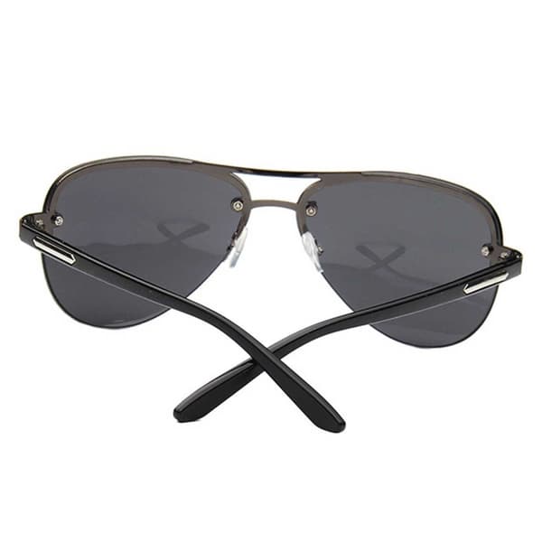 Moderne svarte pilotglass aviator solbriller + senil streng