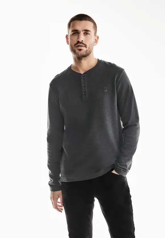 Struktur Henleyshirt - anthra grey melange