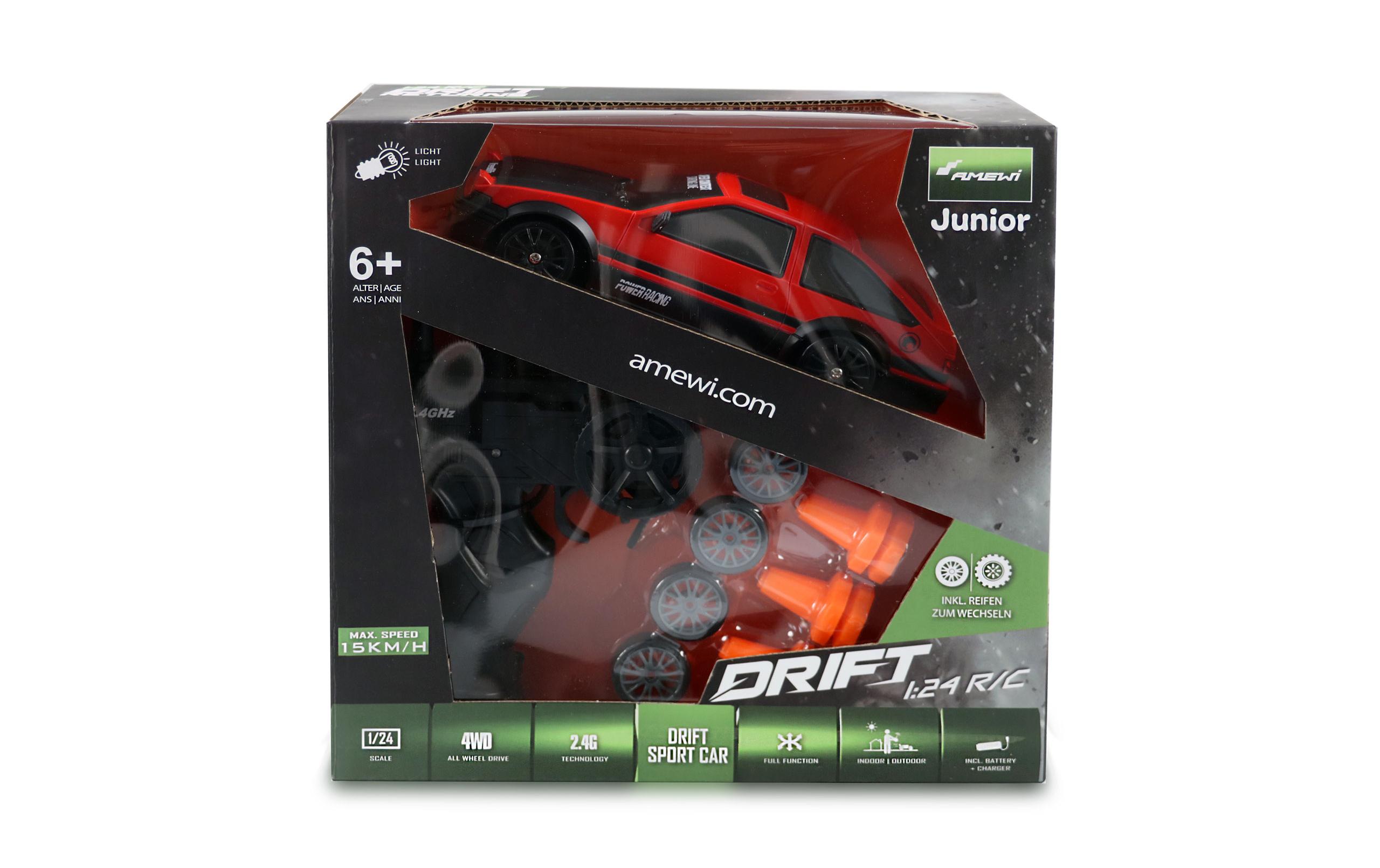 Drift Sport Car 4WD Rot, RTR, 1:24Ferngesteuertes Drift-Auto für Kinder ab 6 Jahren