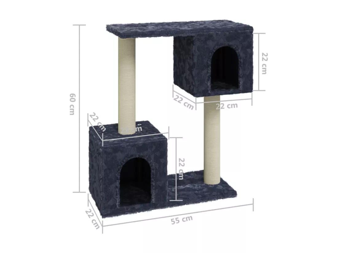 Arbre à chat avec griffoirs en sisal Gris foncé 60 cm