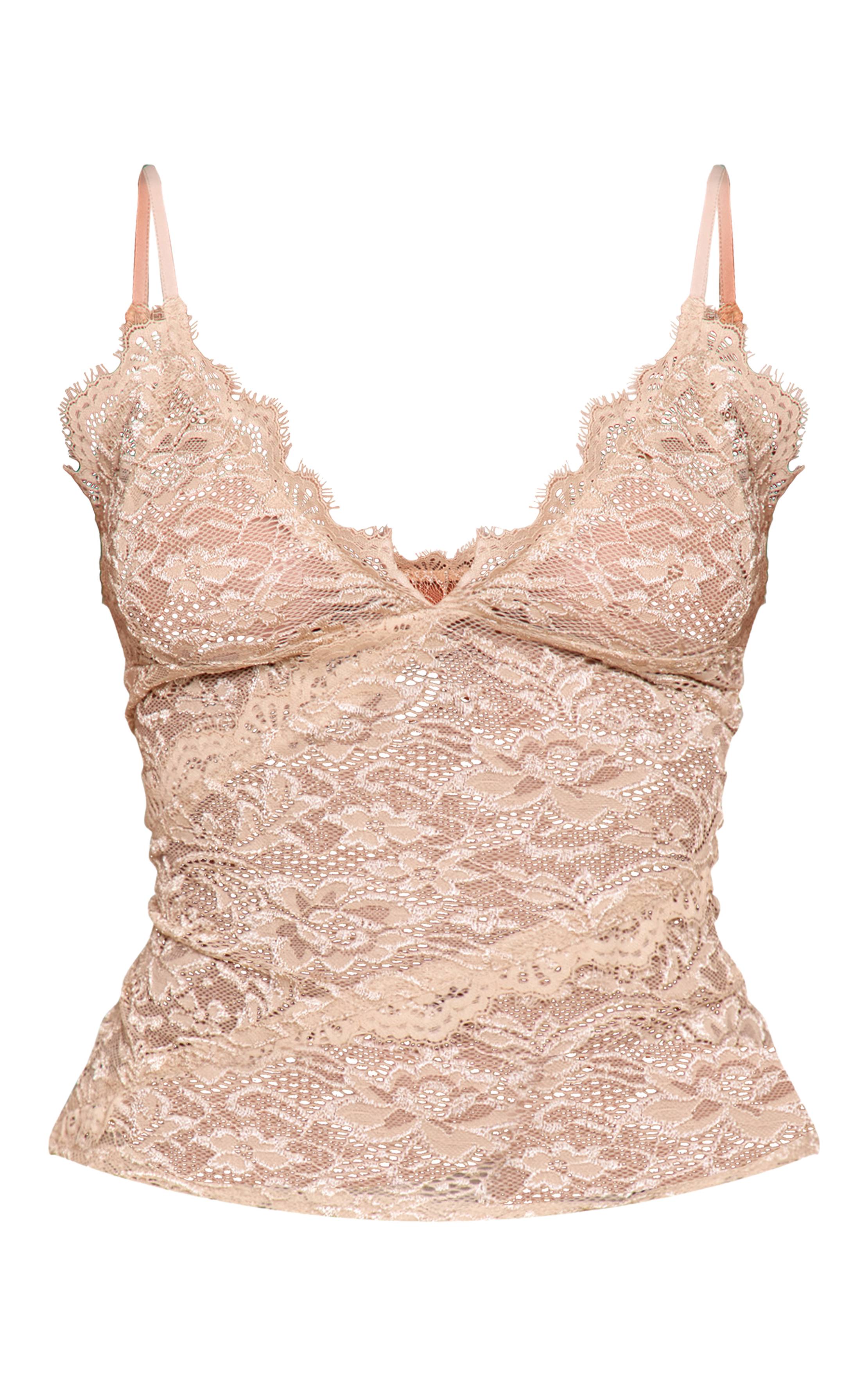 Champagne Caraco Fluide En Dentelle Petite Taille