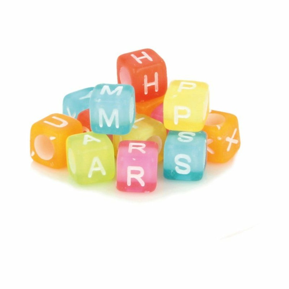 300 perles carrées alphabet 6 mm - couleurs acidulées