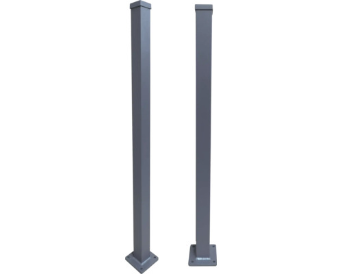Aluminium schuttingpaal 6 x 6 x 110 cm voor schuttinghoogte 100/110 cm inclusief paalkap voor opbouwmontage, 1 stuk, antraciet