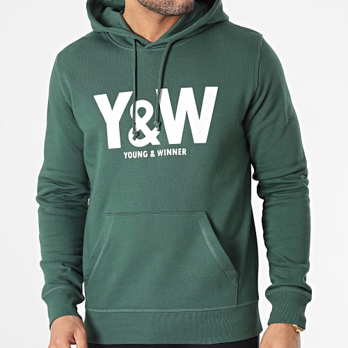 Sweat Capuche Logo Vert Blanc