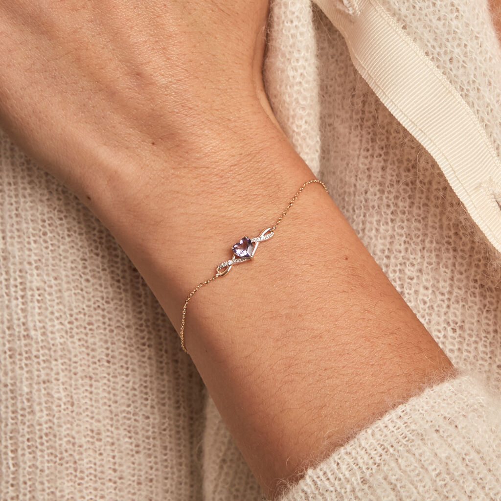 Bracelet Clothilde Or Jaune Améthyste Oxyde De Zirconium