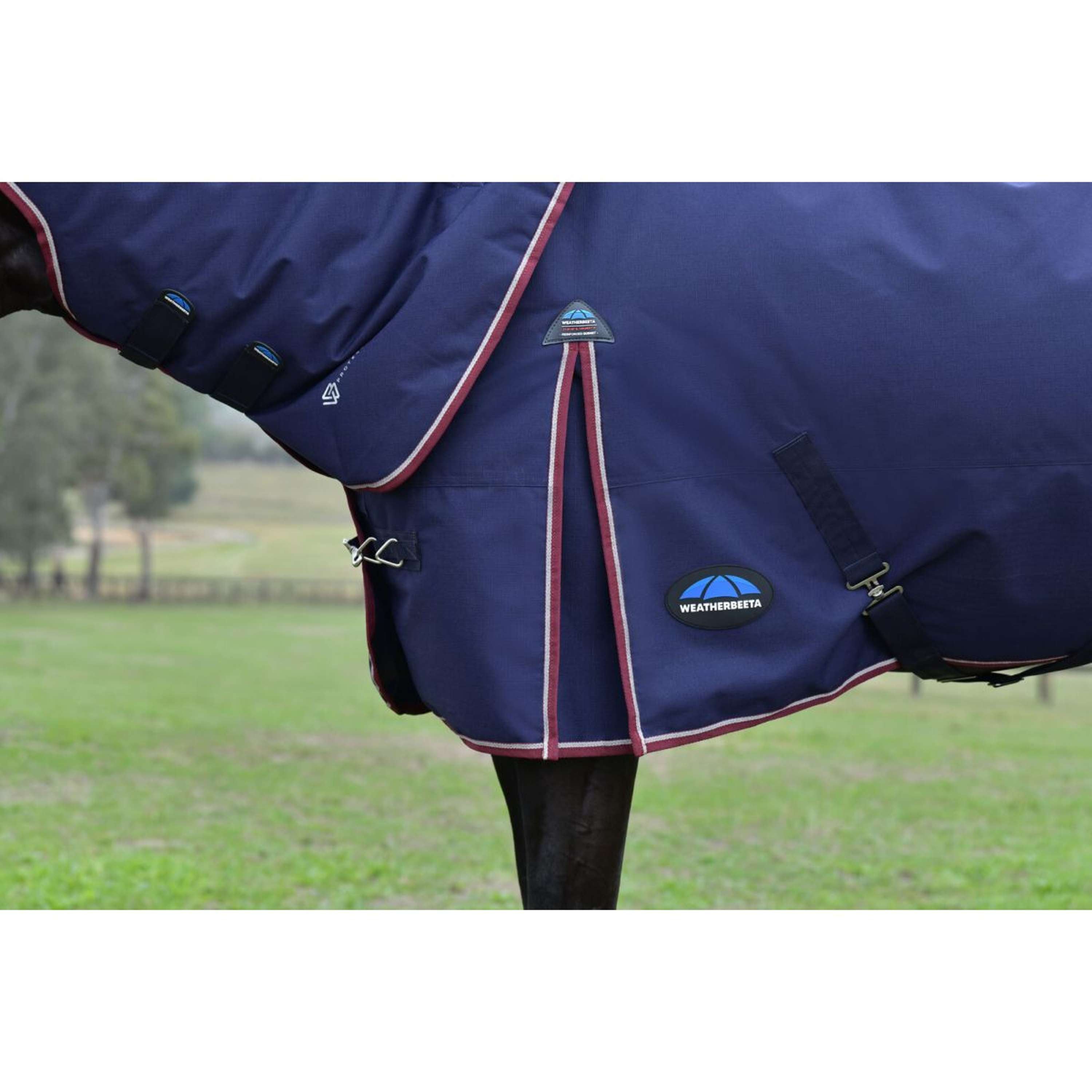 WeatherBeeta ComFiTec Essential Turnout Detach-A-Neck 50g Navy/Burgund