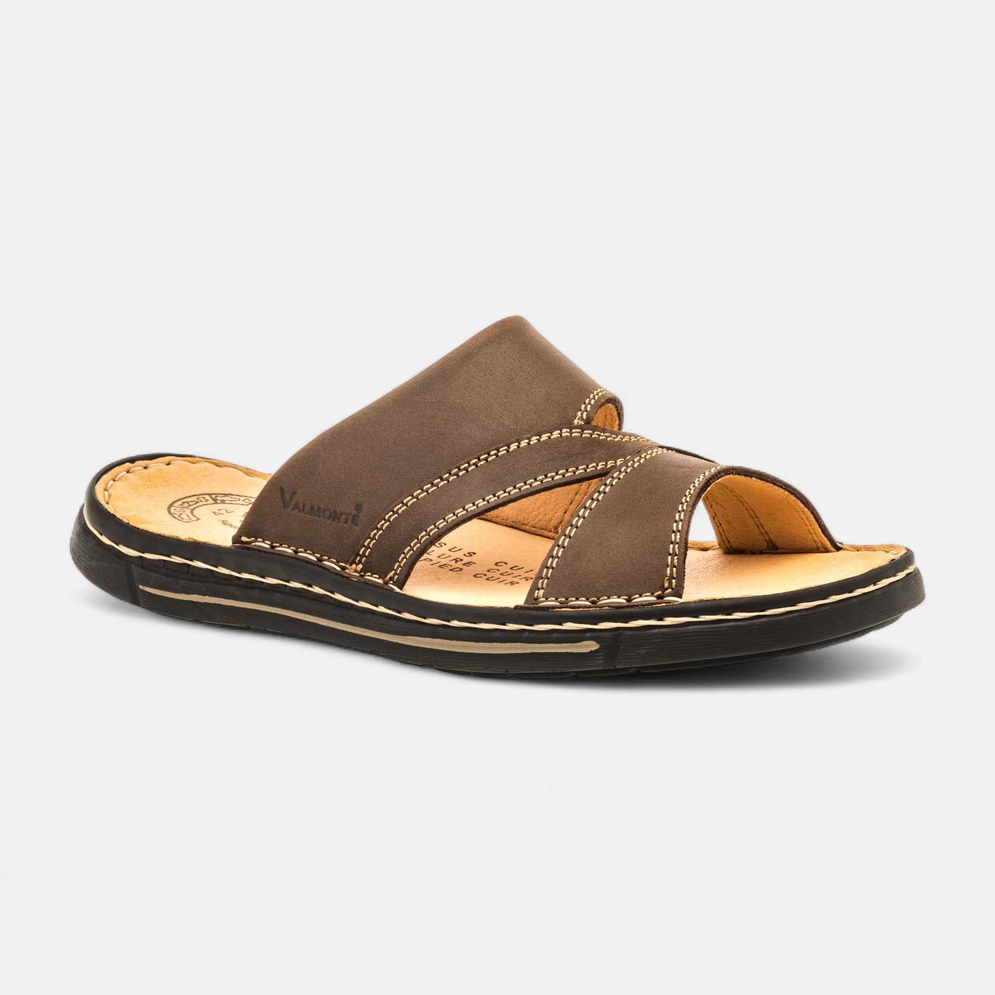 Nu-pieds Homme en cuir marron