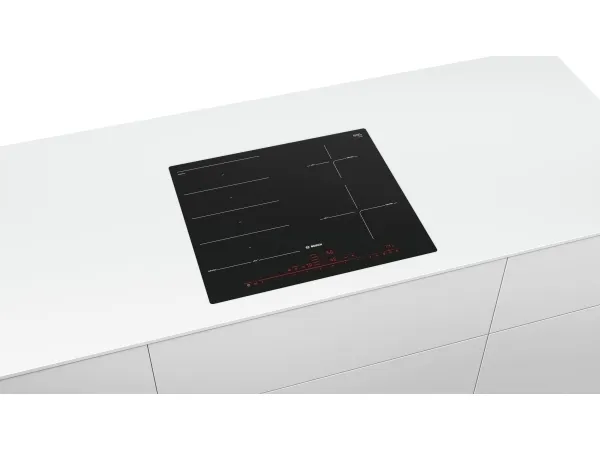Bosch Serie | 8 PXE601DC1E - Induktions kogeplade - 4 plader - Niche - bredde: 56 cm - dybde: 50 cm - skyl - sort