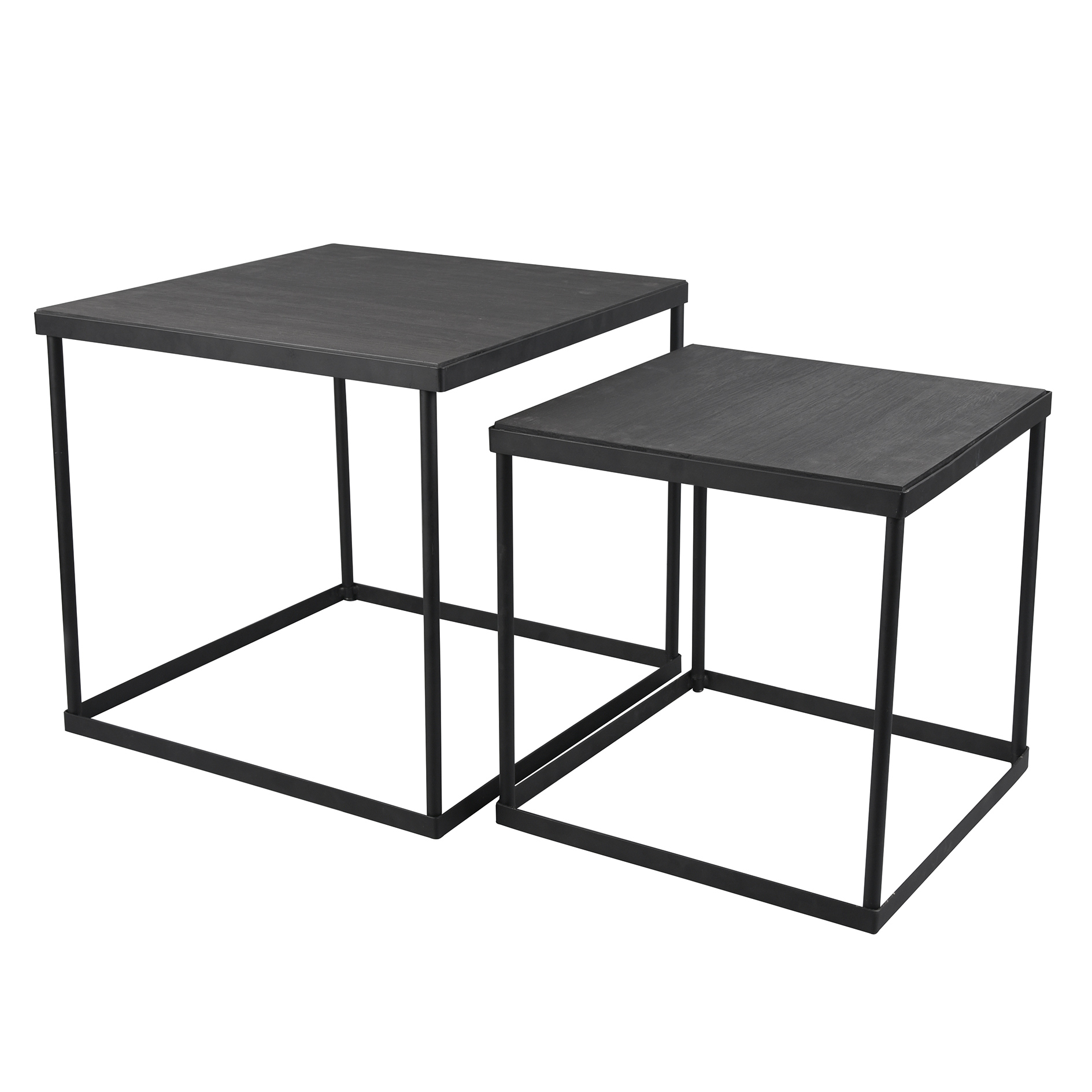 2er-Set Couchtisch - schwarz - Metall