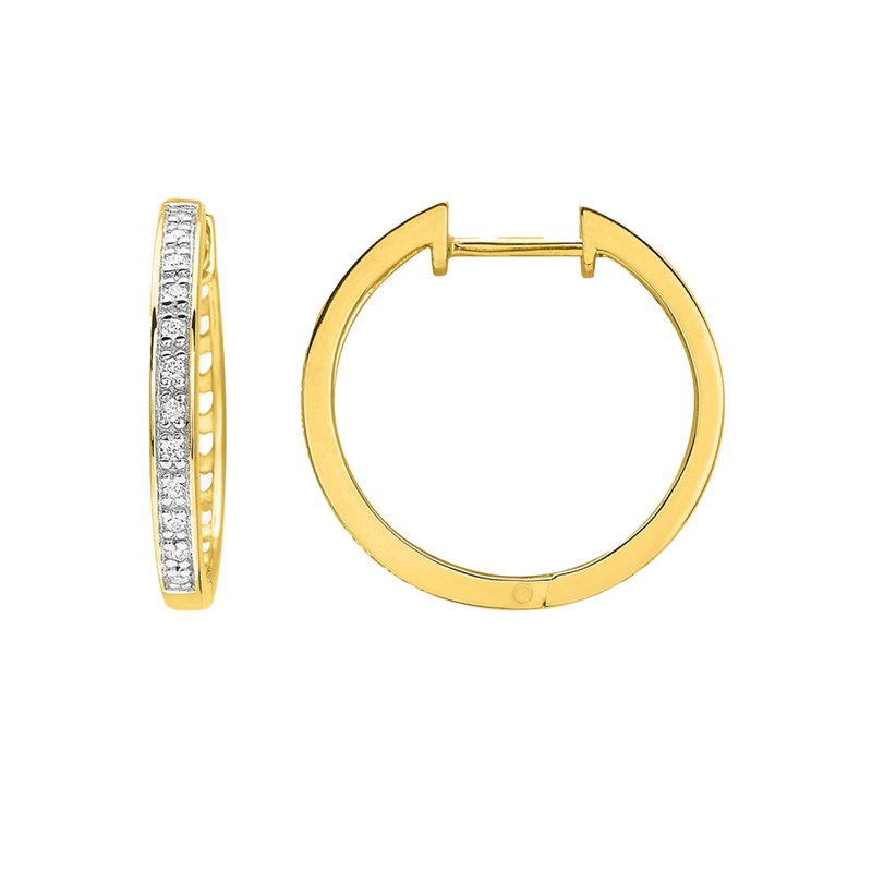 Créoles Femme - Or 18 Carats - Diamant 0,08 Carats