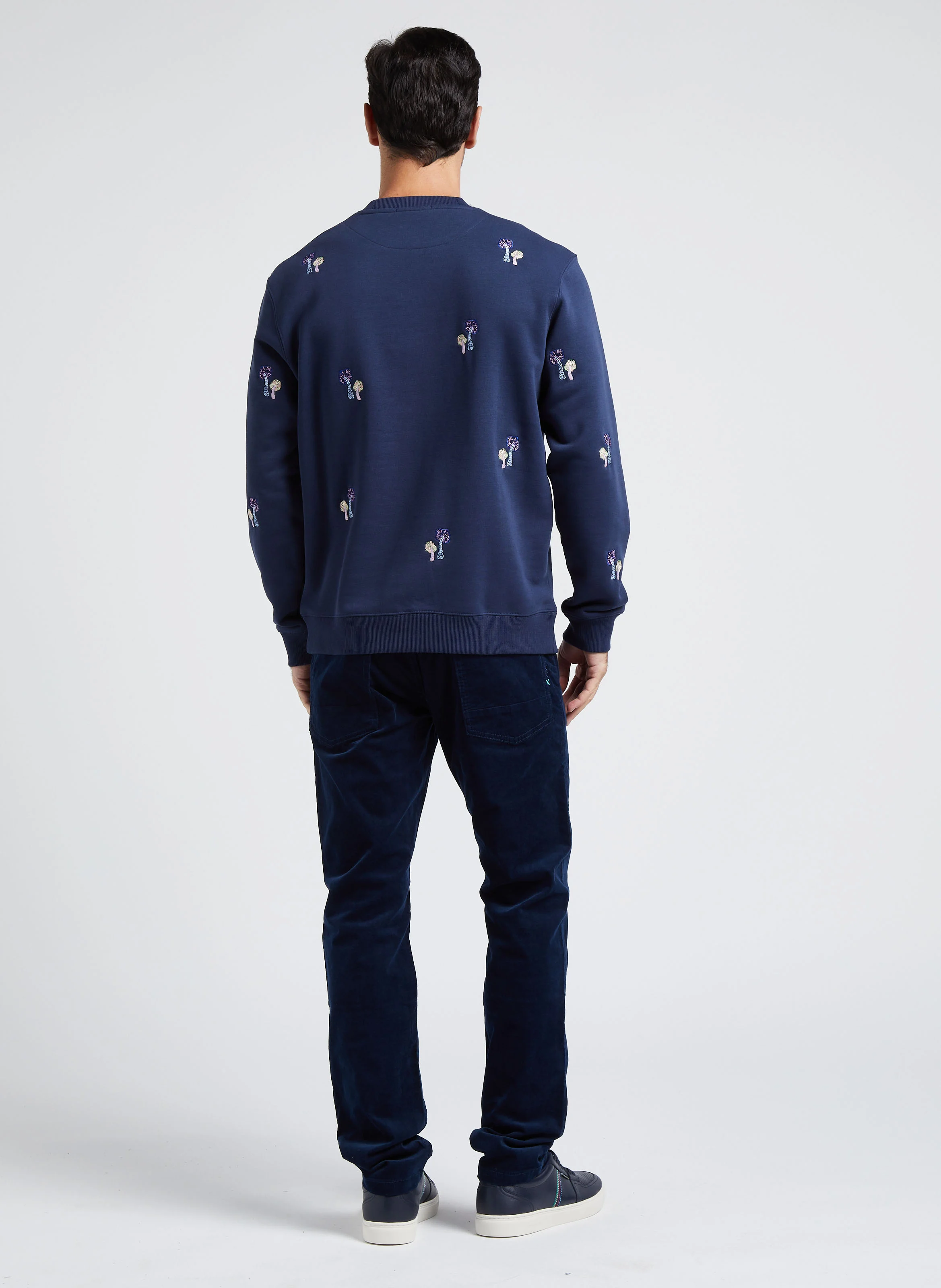 Pantalon slim-fit en velours de coton côtelé| Bleu