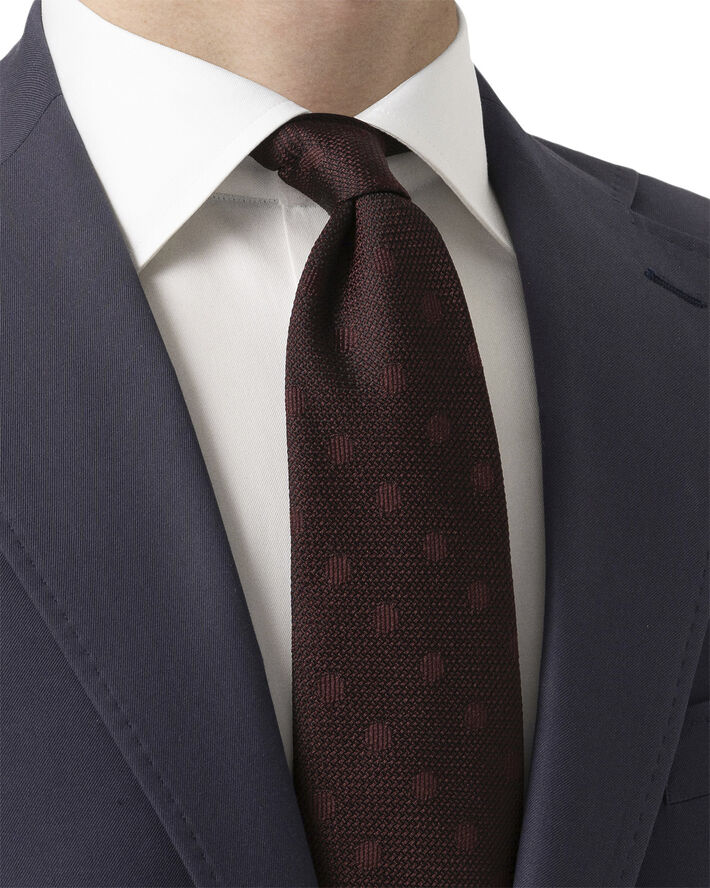 ETON Dark Red Polka Dot Grenadine Silk Tie Rød