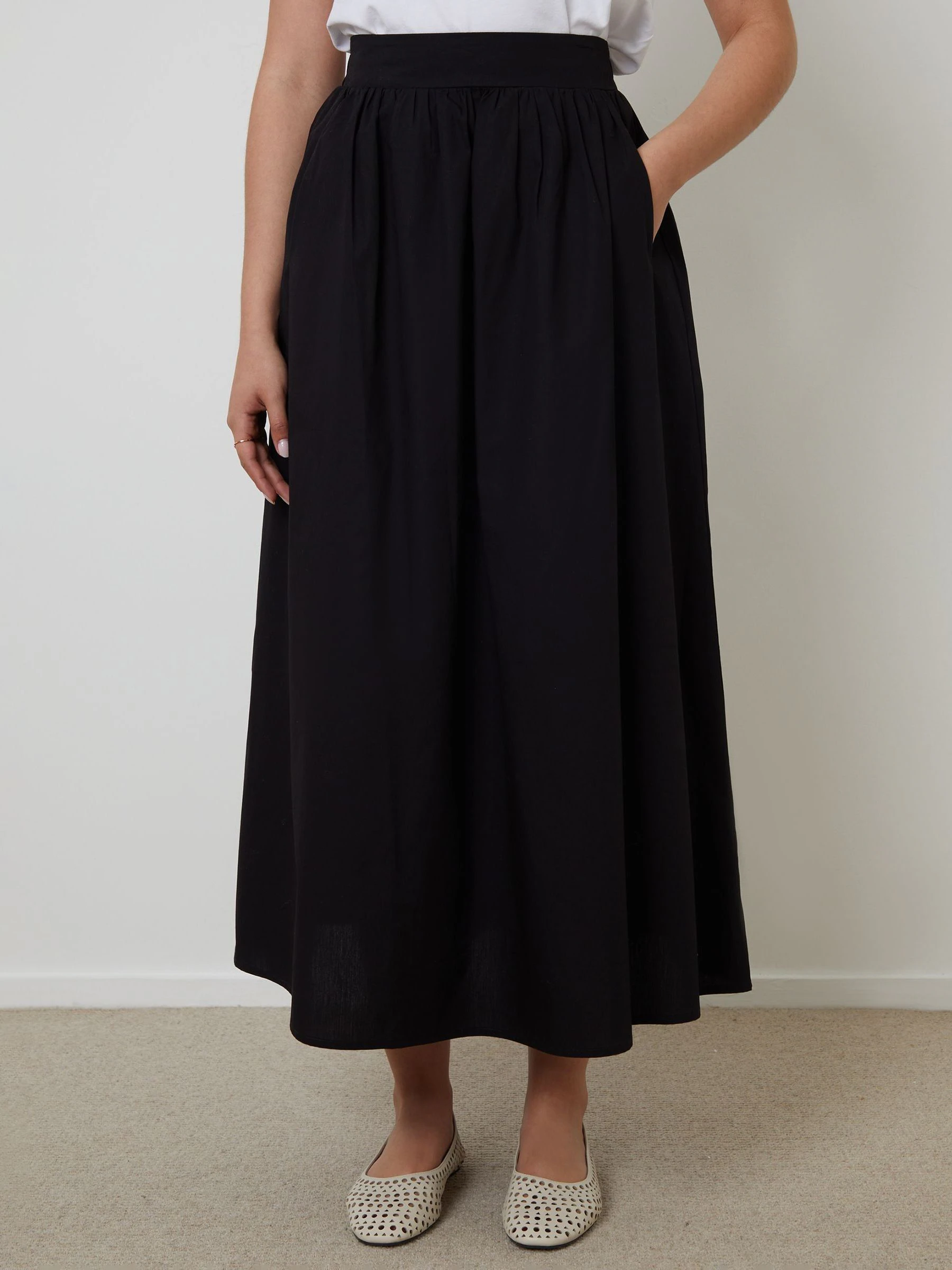 Zwart - Threadbare Midi rok met zakken