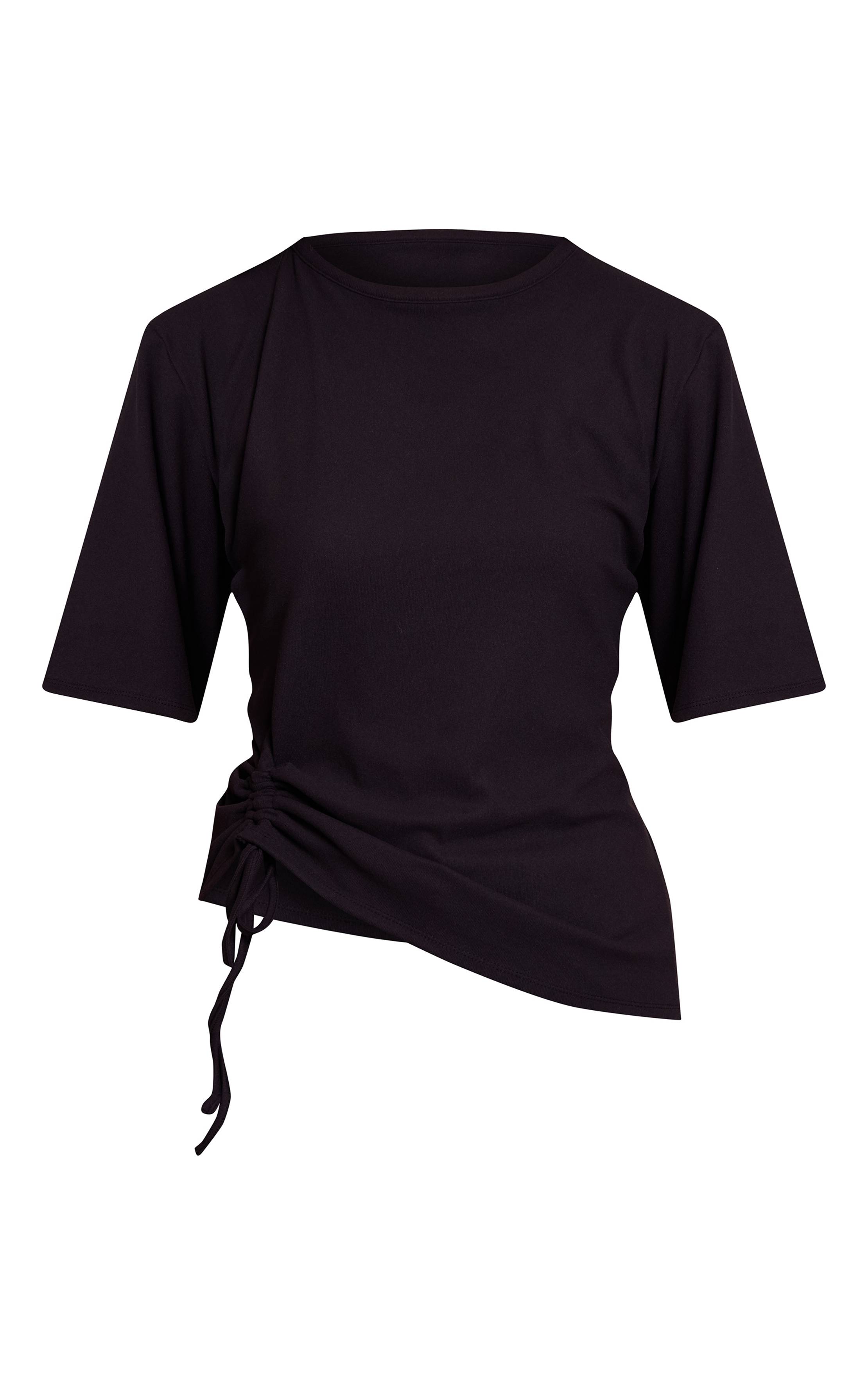 Noir T-shirt Oversize Ultra Doux Avec Détail Froncé