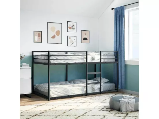 Lit superposé sans matelas noir 80x200 cm acier