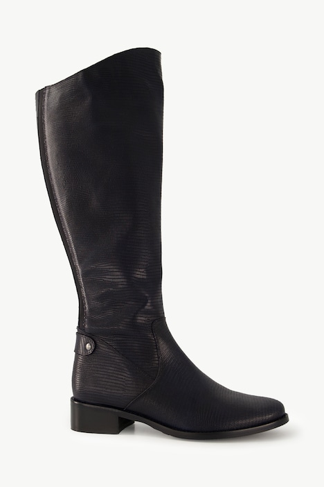 Lederstiefel, XL-Schaft, Schlangenprägung, Weite H