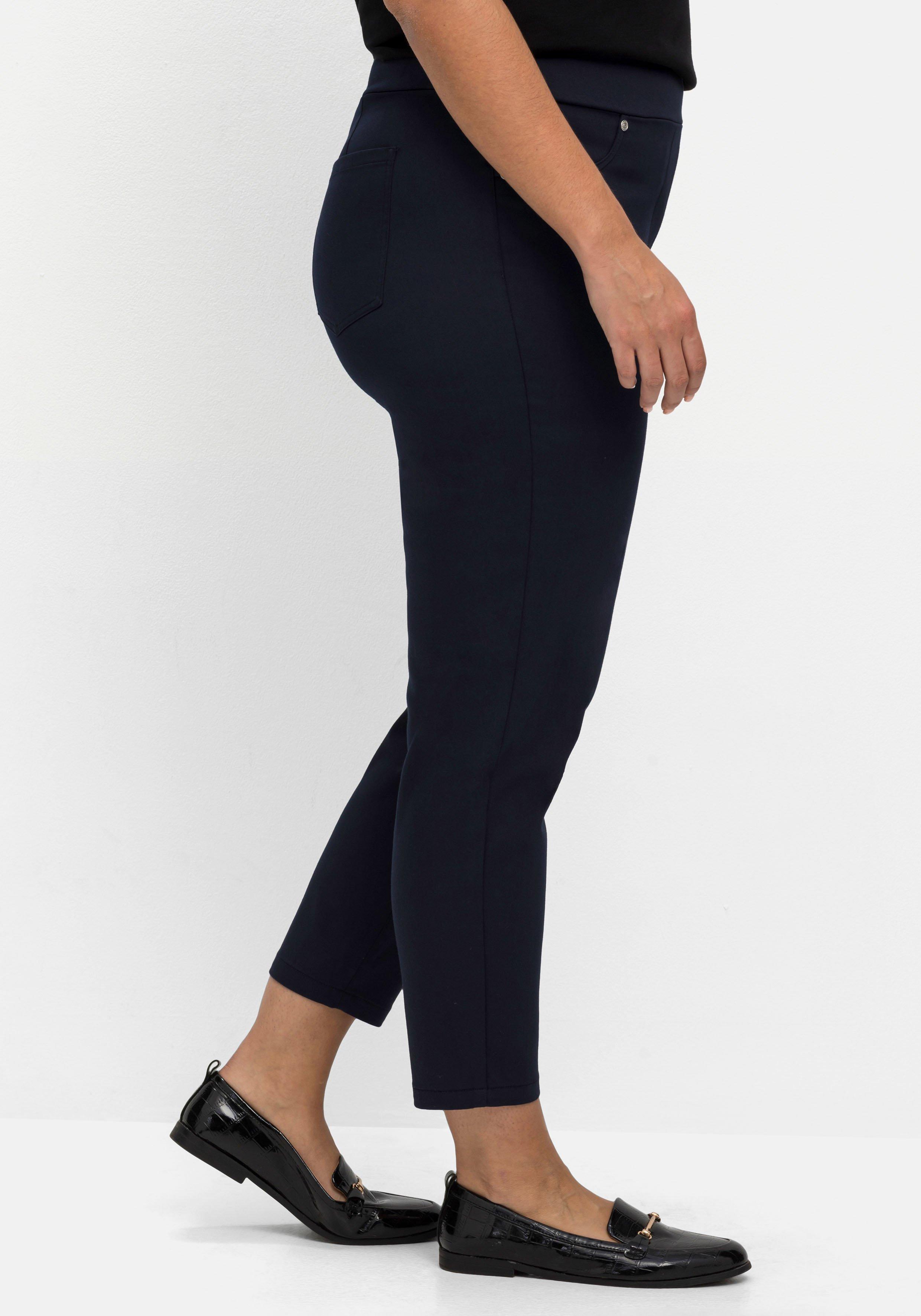 Schmale 7/8-Stretchhose mit elastischem Bund