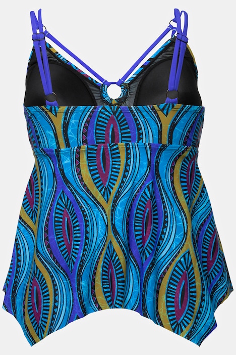 Tankini, grafischer Druck, Softcups, Zipfelsaum