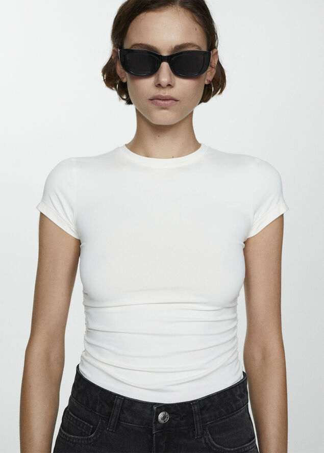MANGO Mom-fit denim shorts Open grey