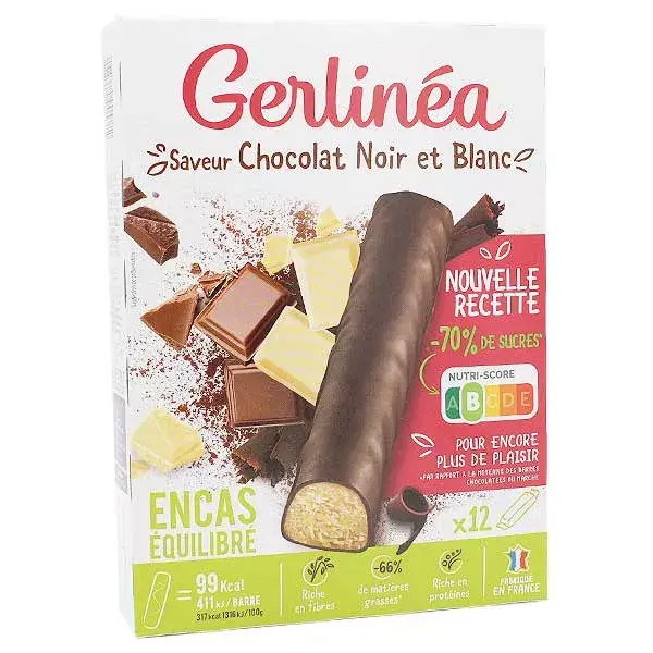 Barra de chocolate amargo e branco Gerlinéa Gourmet Break, 12 unidades