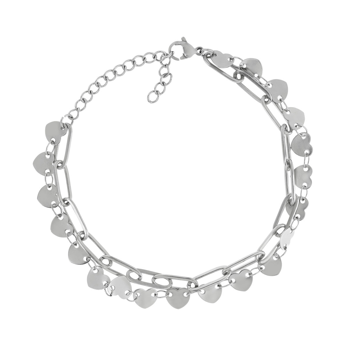 Bracelet acier coeur 22 cm