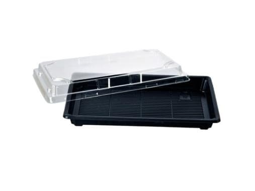 Sushibakke 600 ml 240x150x40 mm PS Sort/Klart låg,4 ps x 100 stk/krt