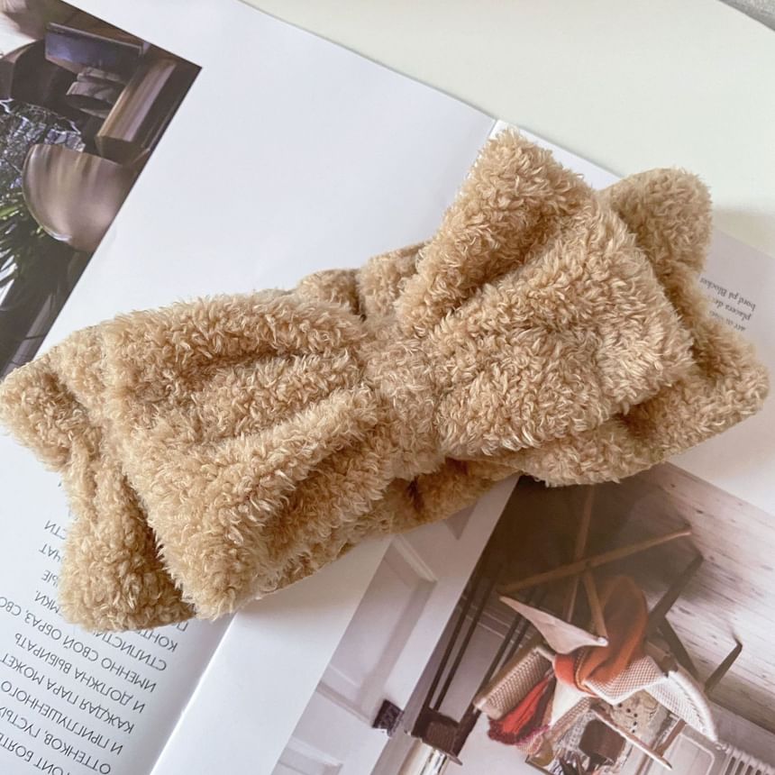 Karnemelk - Bow Chenille Face Wash Hoofdband