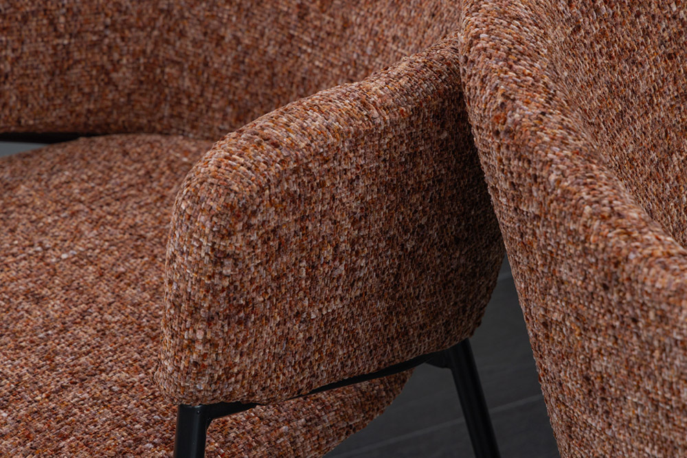 Design Stuhl NOBLESSE braun Chenille schwarzes Metallgestell