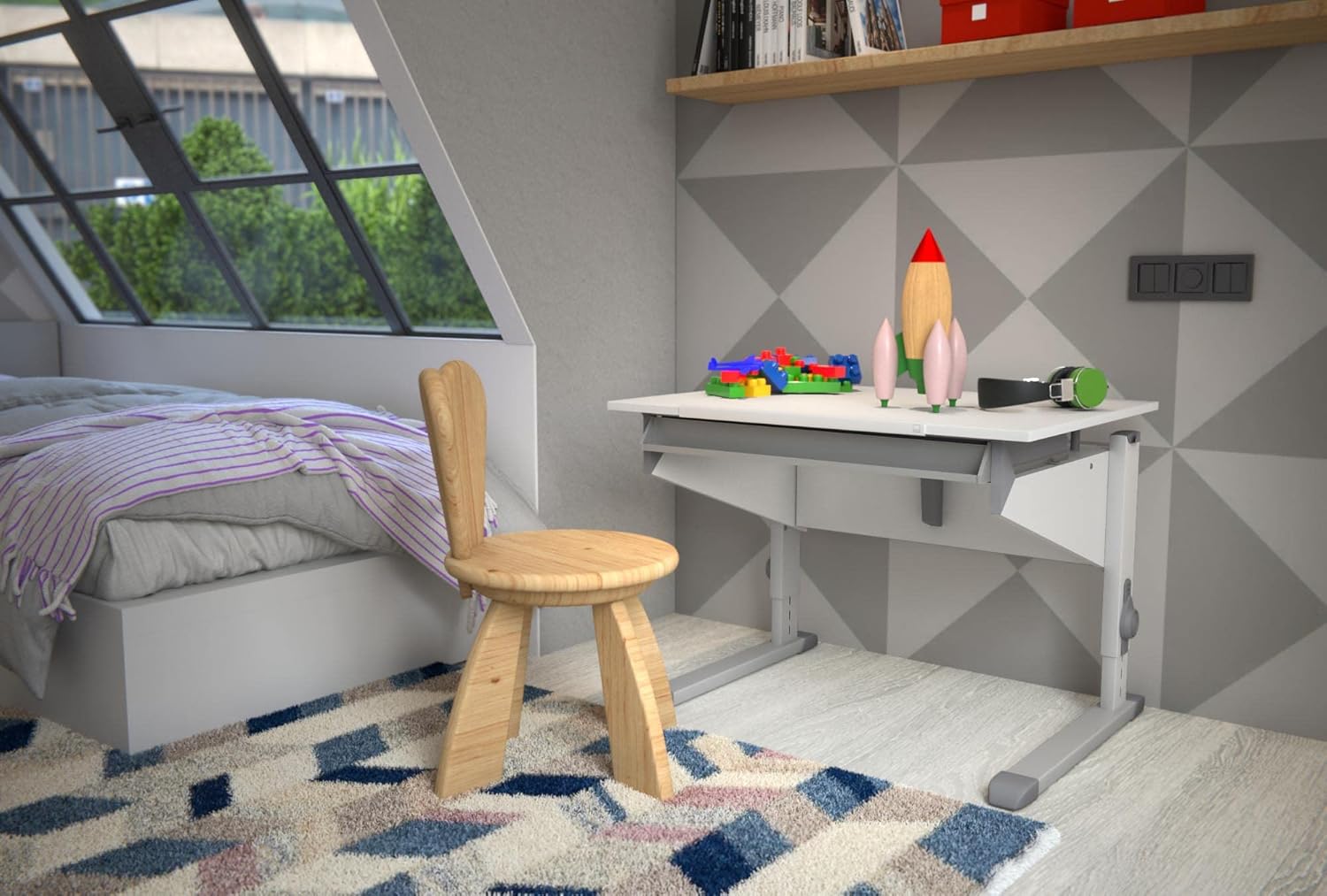 Moll Sprinter CP Kinderschreibtisch höhenverstellbar | mitwachsend, ergonomisch & neigbar für aufrechtes Sitzen | ideal für Schulkinder | Schreibtisch weiß optional mit Schublade | Made in Germany