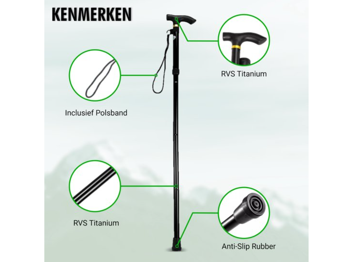 Travelhawk opvouwbare wandelstok