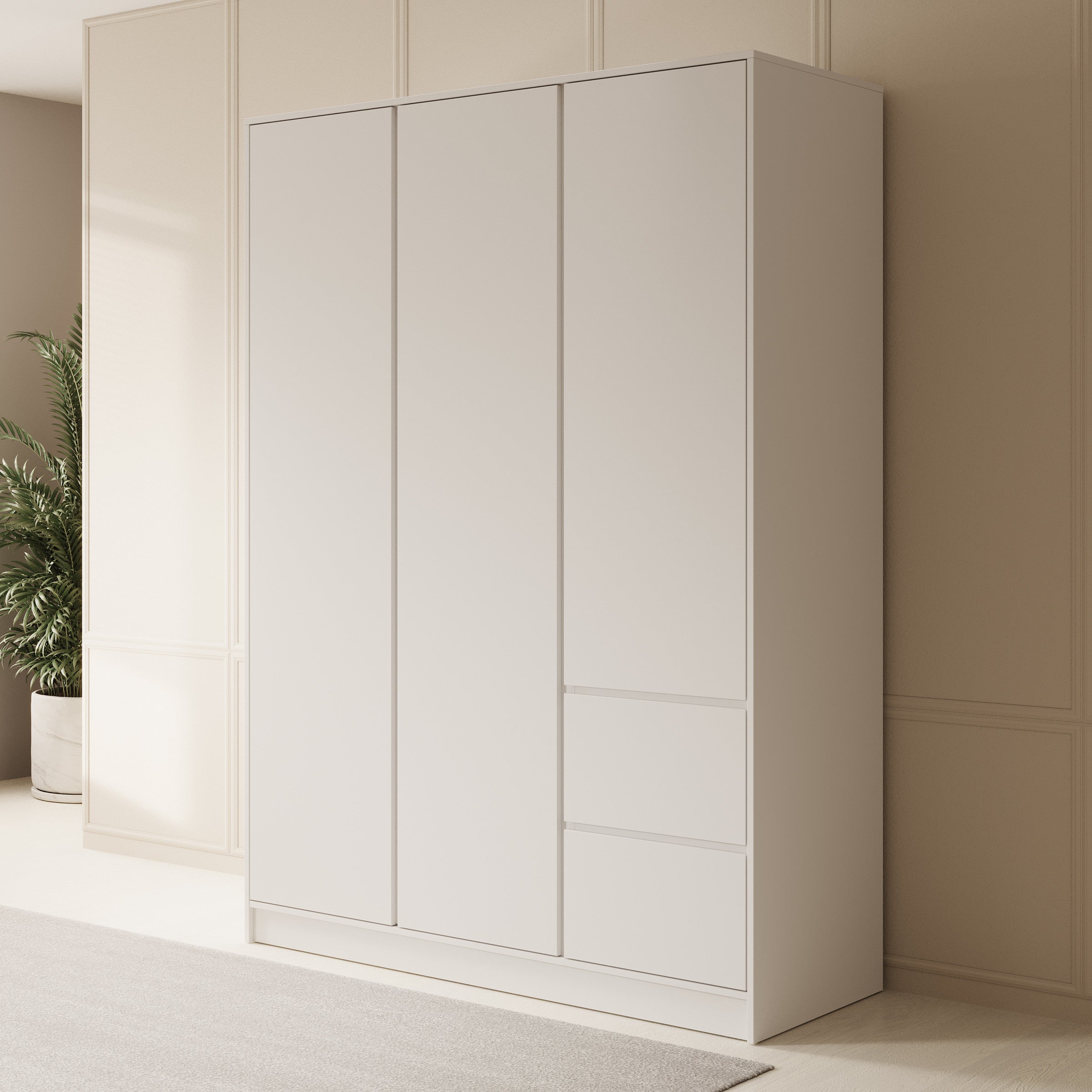 Meubella - Kledingkast Brett - Wit - 147 cm