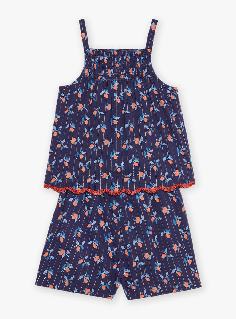 Combishort bleu marine à imprimé fleuri