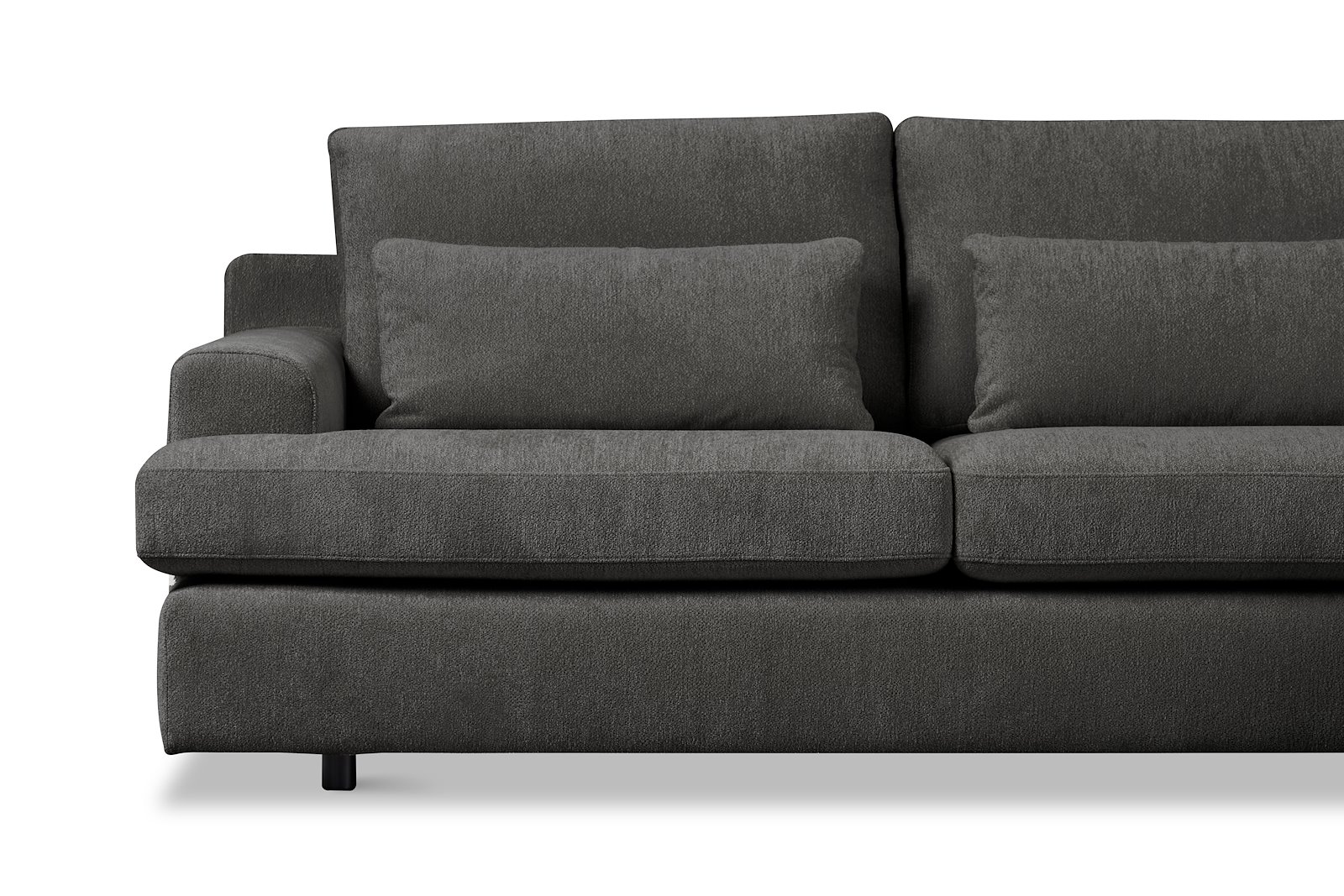 Roma Sofa 2,5-seter med sjeselong høyre.2100 Tekstil Raven 15 Antracite med sorte ben