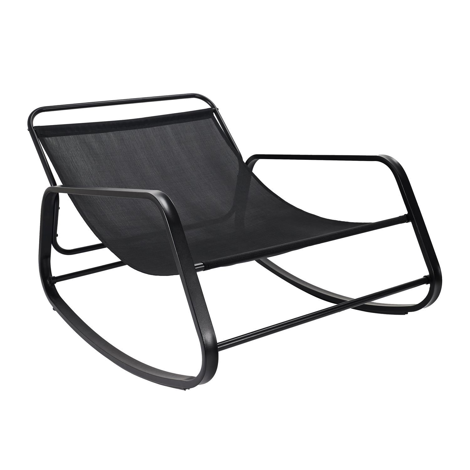 FAUTEUIL BASCULE MIAMI NOIR ET METAL 92X69X130CM