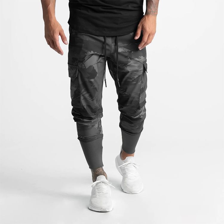 Double White - Cropped, taps toelopende cargobroek met trekkoordtaille